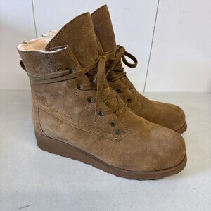 Bearpaw Krista Suede Wool Sheepskin Lined Sz 11 Snow Boots Winter Wedge Booties
